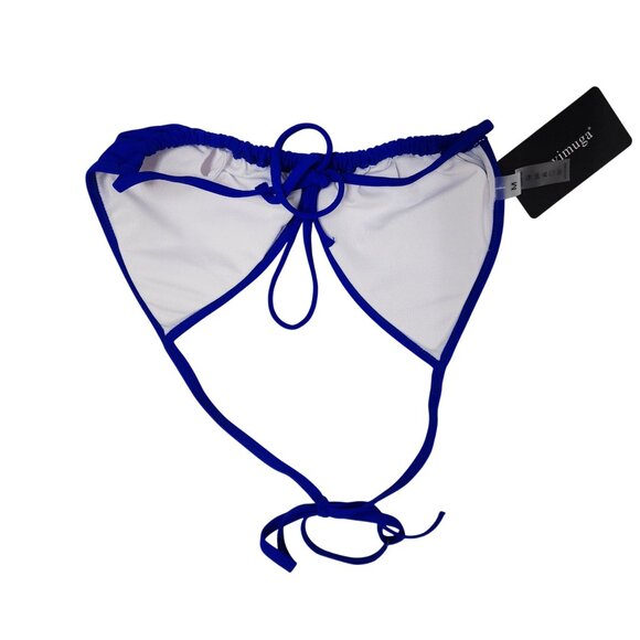 Two-Piece Blue Halter Bikini Set  Adjustable Triangle Top Tie-Side Bottoms SZ M - Picture 6 of 7